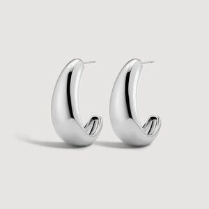 Luv Aj Silver Curved Statement Earrings NWT